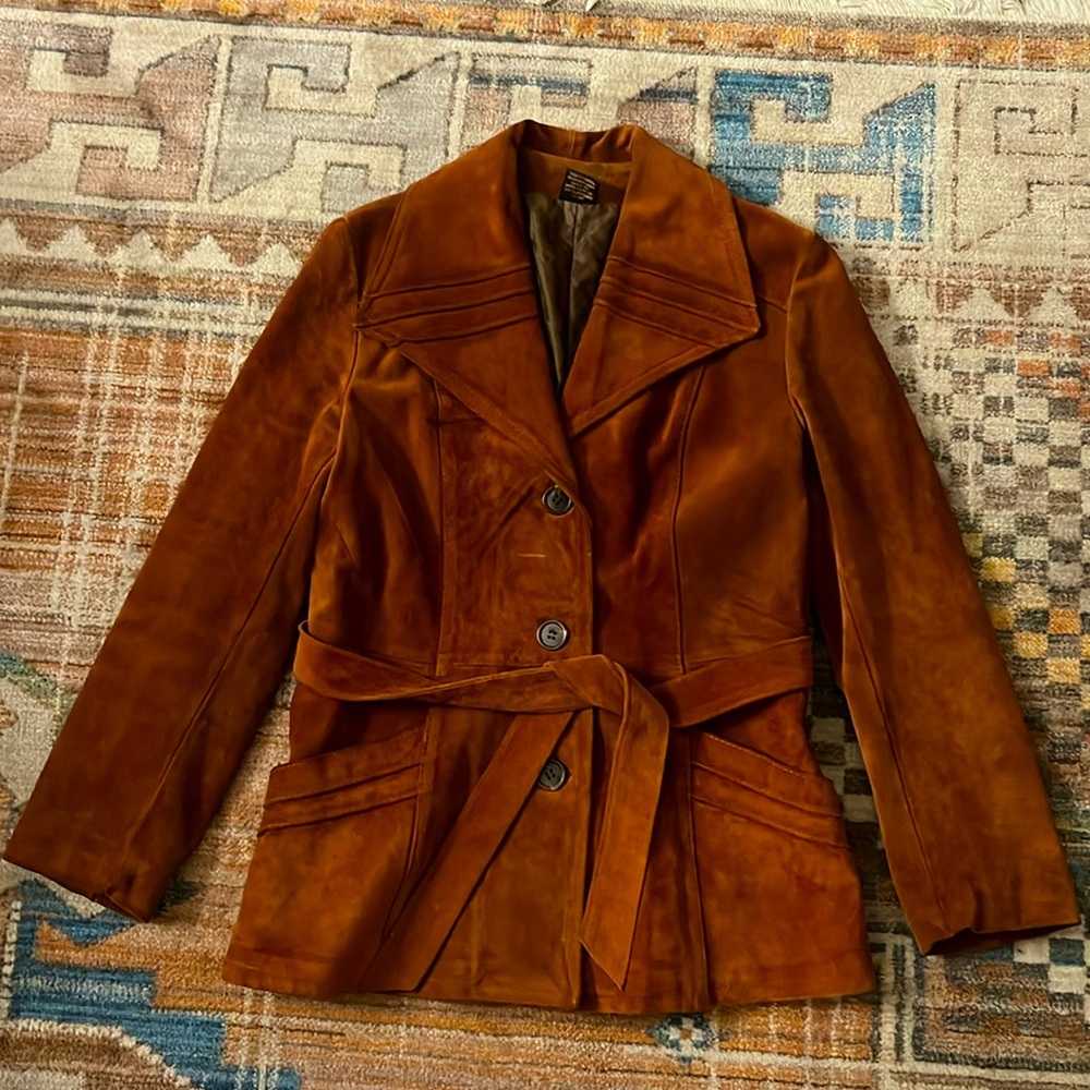 Rust colored vintage suede coat